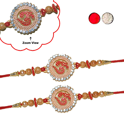 "Stone Studded Rakhi - SR-9350 A -code007- (2 RAKHIS) - Click here to View more details about this Product